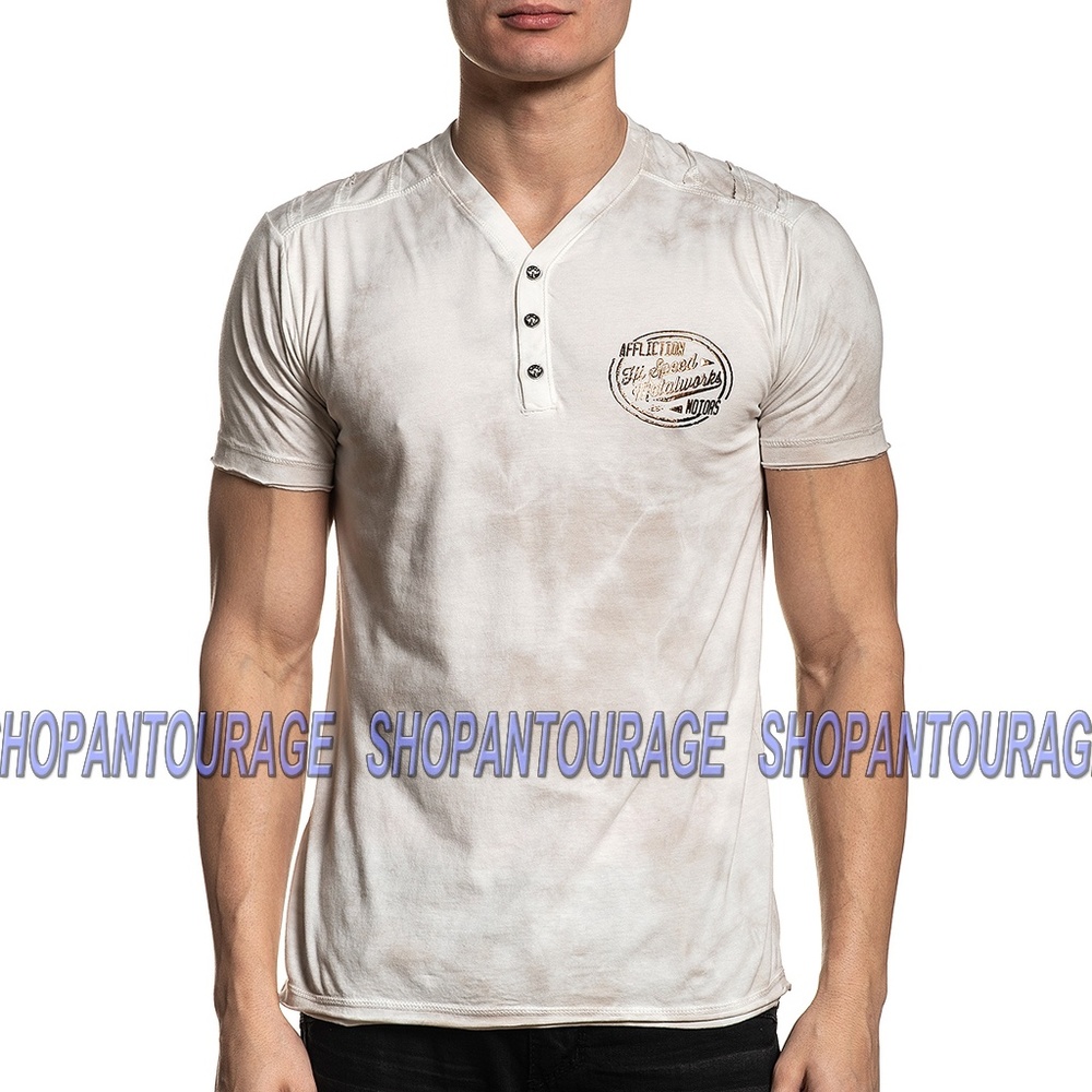 Affliction Speed Metalworks A20929 S/S Henley Top